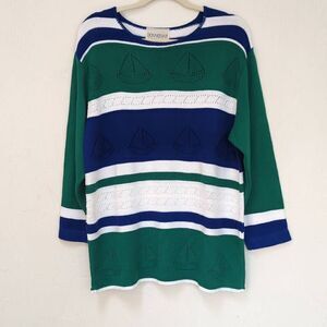 DonnKenny Classics Vintage Sailboat Sweater Nautical Women's M made is USA